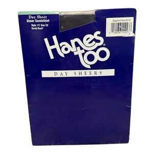 1997 HANES TOO Size CD Barely Black Sheer Sandalfoot PantyHose Style 117
